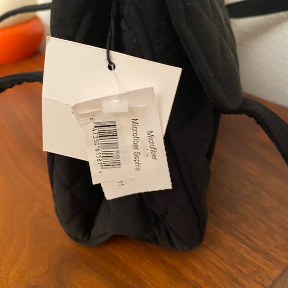 Vera Bradley microfiber shoulder/satchel bag Quilted. 2 Handles Black. Brand New - Picture 7 of 11